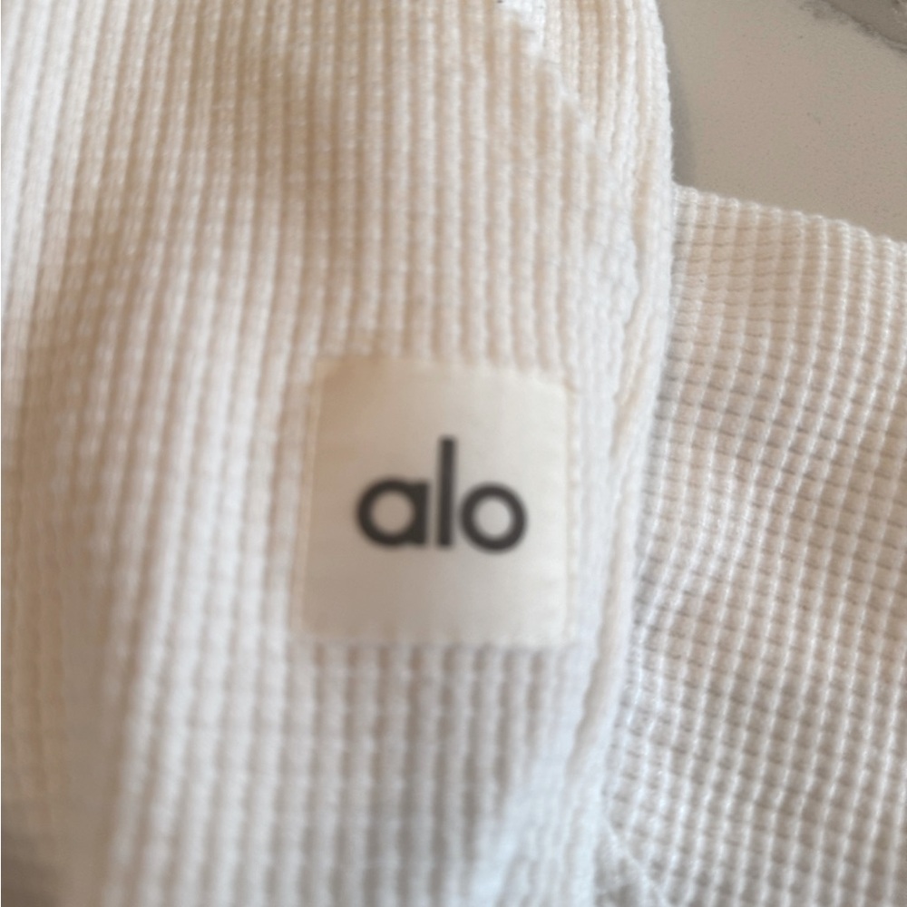 ALO Yoga White Waffle Knit Top